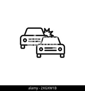 Car crash icon logo sign vector outline in black and white color Stock ...