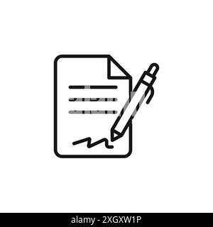 Document signed icon logo sign vector outline in black and white color Stock Vector