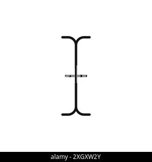 Cursor text icon logo sign vector outline in black and white color Stock Vector