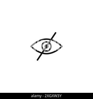 Eye crossed icon logo sign vector outline in black and white color Stock Vector