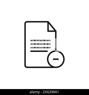 Delete Document icon logo sign vector outline in black and white color Stock Vector