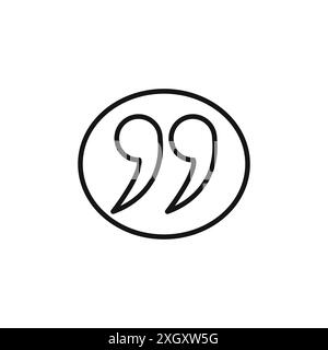 Comment quote icon logo sign vector outline in black and white color Stock Vector