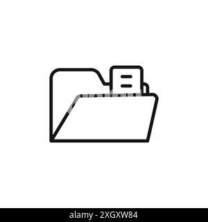 Folder icon logo sign vector outline in black and white color Stock Vector