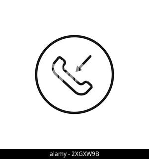 Incoming Call icon logo sign vector outline in black and white color Stock Vector
