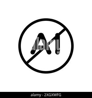 No ai sign logo sign vector outline in black and white color Stock Vector