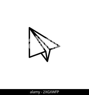 Paper plane icon logo sign vector outline in black and white color Stock Vector