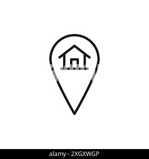 Home location icon logo sign vector outline in black and white color Stock Vector