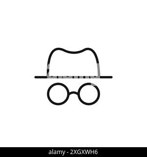 Incognito icon logo sign vector outline in black and white color Stock Vector