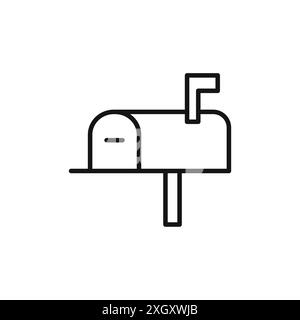 Mailbox icon logo sign vector outline in black and white color Stock Vector