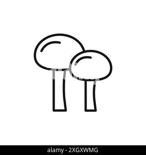 Mushroom icon logo sign vector outline in black and white color Stock Vector
