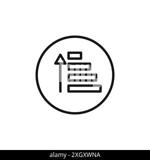 Sort amount up icon logo sign vector outline in black and white color Stock Vector