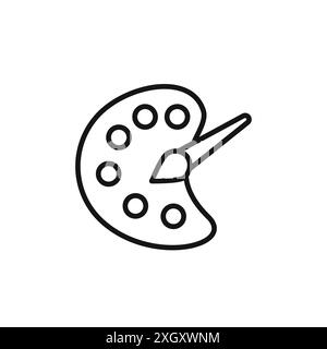 Palette icon logo sign vector outline in black and white color Stock Vector