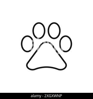 Paw icon logo sign vector outline in black and white color Stock Vector