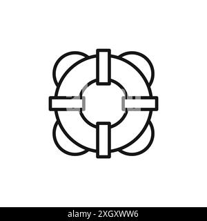 Life buoy icon logo sign vector outline in black and white color Stock Vector