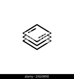 Layers icon logo sign vector outline in black and white color Stock Vector