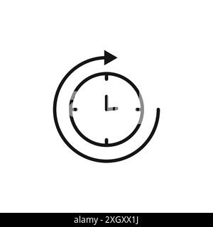 Time forward icon logo sign vector outline in black and white color Stock Vector