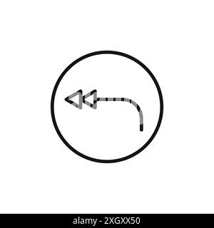 Reply all icon logo sign vector outline in black and white color Stock Vector