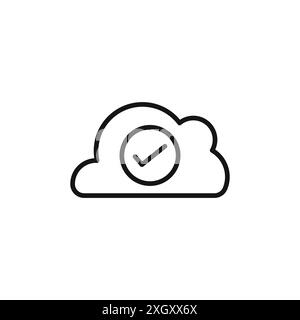 Saved to drive icon logo sign vector outline in black and white color Stock Vector