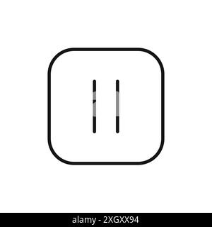 Pause icon logo sign vector outline in black and white color Stock Vector