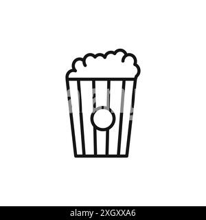 Popcorn icon logo sign vector outline in black and white color Stock Vector