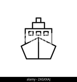 Ship icon logo sign vector outline in black and white color Stock Vector