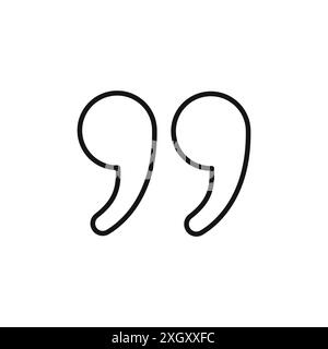 Quote right icon logo sign vector outline in black and white color Stock Vector