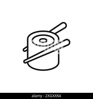 Sushi icon logo sign vector outline in black and white color Stock Vector