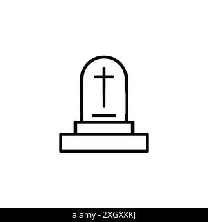 Tombstone icon logo sign vector outline in black and white color Stock Vector