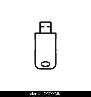 USB pendrive icon logo sign vector outline in black and white color Stock Vector