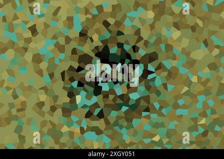 Mosaic,pixel background in green and brown color. Three-dimensional volumetric shapes in digital style similar to mosaic. Stock Photo