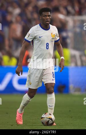 Munich, Germany. 9 July 2024. Aurelien Tchouameni of France in action during the UEFA EURO 2024 semi-final football match between Spain and France. Credit: Nicolò Campo/Alamy Live News Stock Photo