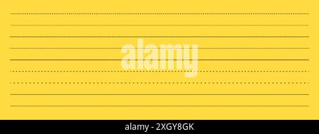 Minimalistic horizontal straight, zigzag, wavy, curved and dotted lines on yellow background. Stock Vector