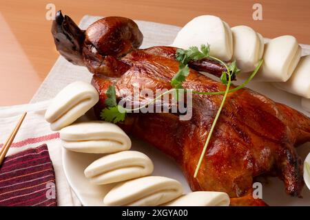 A view of a Chinese Peking duck platter. Stock Photo