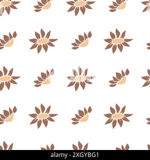 Ditsy seamless pattern with pretty flowers on white background. Stock Vector
