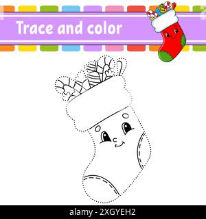 Dot to dot Dot to dot game. Draw a line. For kids. Activity worksheet. Coloring book. With answer. Cartoon character. Vector illustration. Christmas t Stock Vector