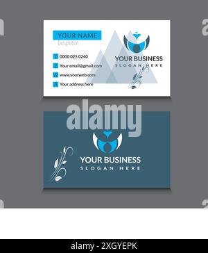 Professional and modern business card design template.Blue business card design. Stock Vector