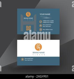 Simple and Modern business card design.Blue business card template vector design. Stock Vector