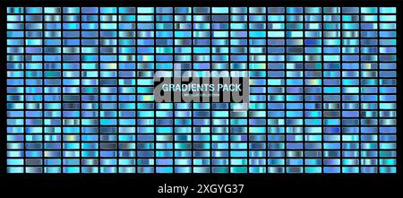 Blue, azure glossy gradient, metal foil texture. Color swatch set ...