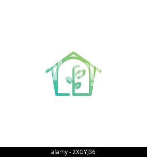 Green Home Logo Vector. Nature Plant House Logo Stock Vector