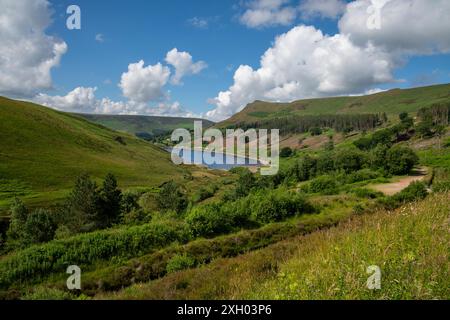 Yeoman Hey reservoir and Alderman's Hill in Saddleworth, Peak District national park, England. Stock Photo