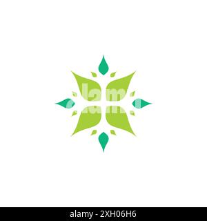 Leaves Logo vector. Circle Leaf Icon. Nature Organic Design Stock Vector
