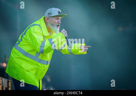 Copenhagen, Denmark. 20th, June 2024. The American nu metal band Limp Bizkit performs a live concert during the Danish heavy metal festival Copenhell 2024 in Copenhagen. Here vocalist and rapper Fred Durst is seen live on stage. Stock Photo