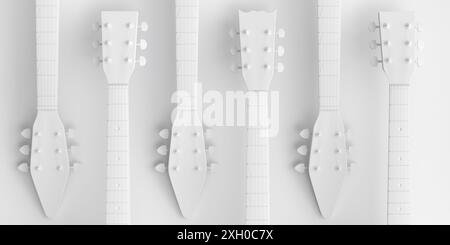 Set of fingerboard of electric acoustic guitar isolated on monochrome Stock Photo