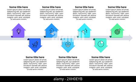 Infographic template with icons and 7 options or steps. Arrows. Can be used for workflow layout, diagram, banner, webdesign. Vector illustration Stock Vector