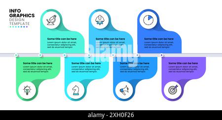Infographic template with icons and 7 options or steps. Horizontal line. Can be used for workflow layout, diagram, banner, webdesign. Vector illustrat Stock Vector