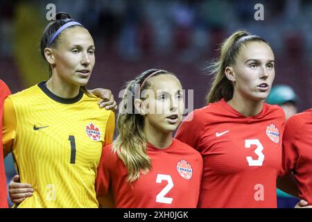 Goalkeeper Anna Karpenko, Zoe Burns, Mia Pante of Canada during the FIFA U-20 Women's World Cup Costa Rica match France v Canada on August 14, 2022. ( Stock Photo