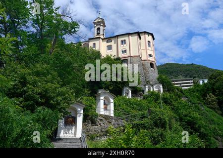 Pilgrimage route with chapels and pilgrimage church Madonna del Sasso, Locarno, Canton Ticino, Switzerland Stock Photo