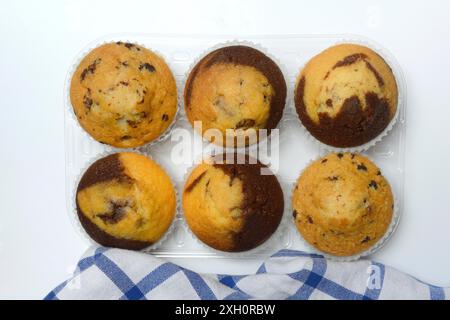Chocolate muffins, chocolate muffins in packaging Stock Photo