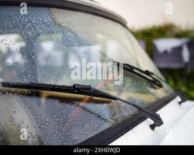 Windscreen wiper on a classic car oldtimer Stock Photo