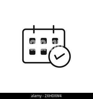 Calendar icon logo sign vector outline in black and white color Stock Vector